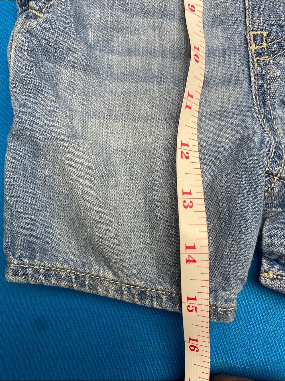 OshKosh Blue Denim Shortalls with Striped Adjustable Straps